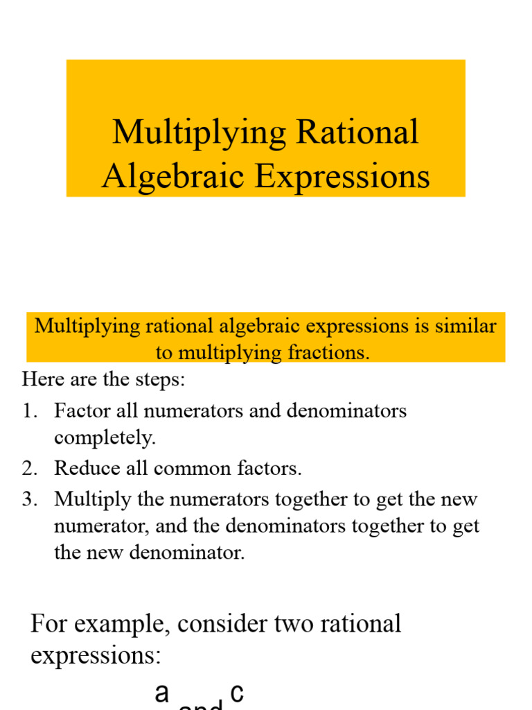 Multiplying rational algebraic expressions2023pptx pdf