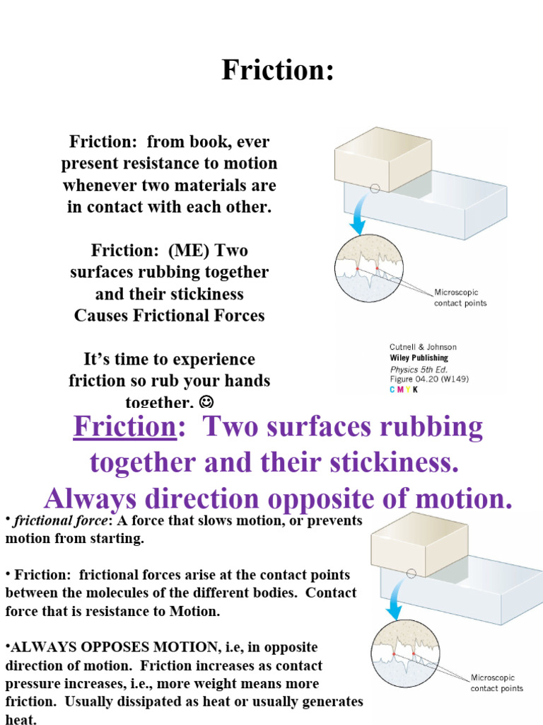 Static and Kinetic Friction Introduction Notes | PDF