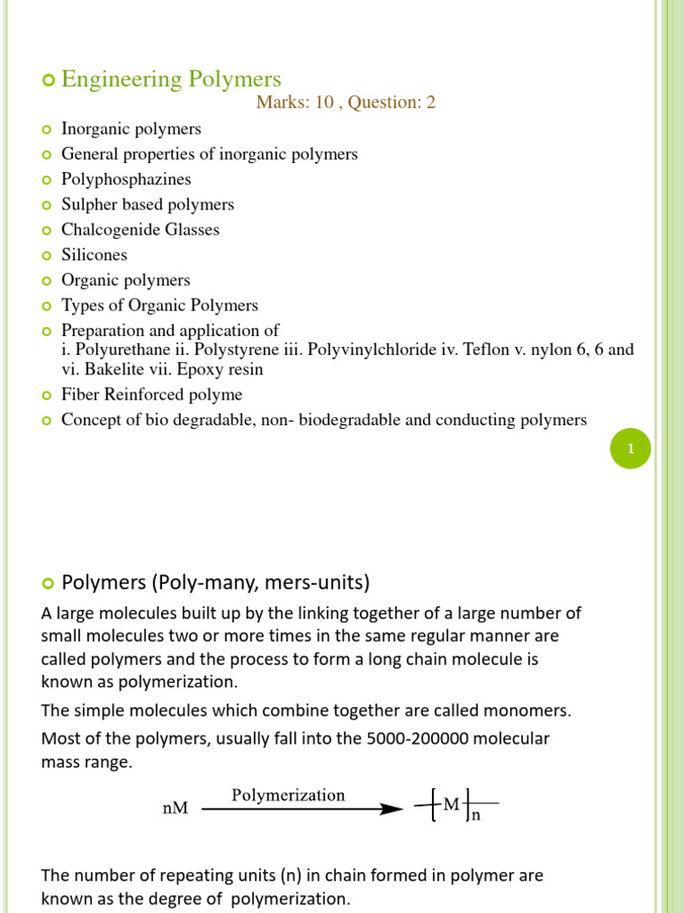 Overview of Inorganic Polymers | PDF | Science & Mathematics