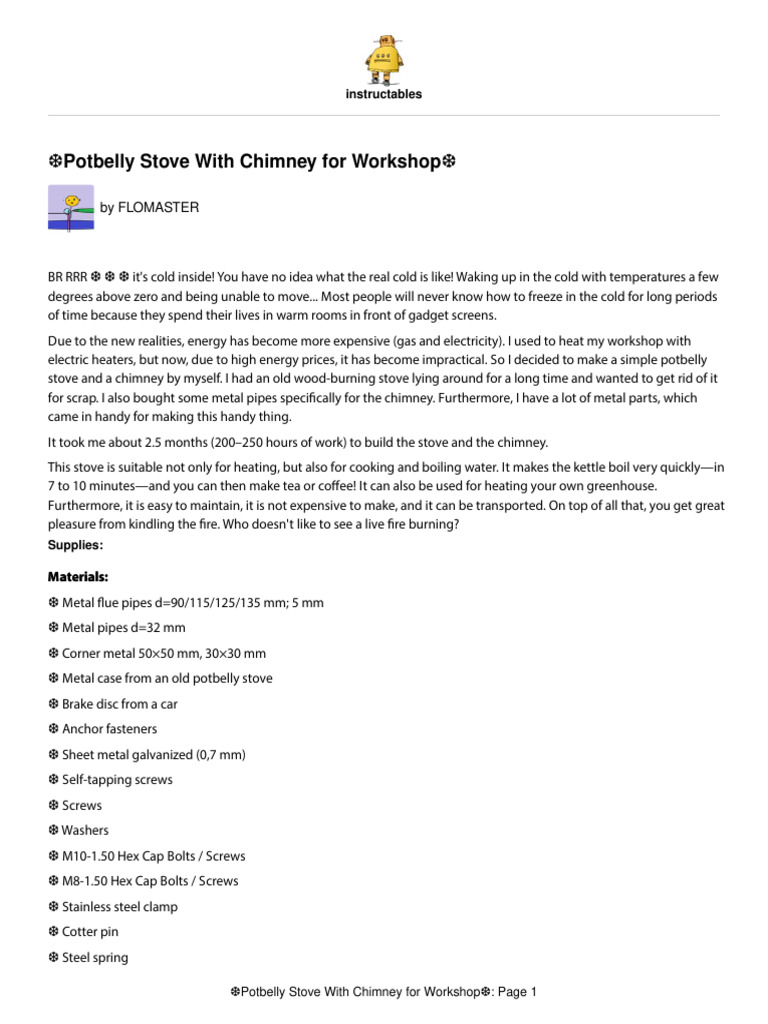 Potbelly Stove and Chimney Guide | PDF