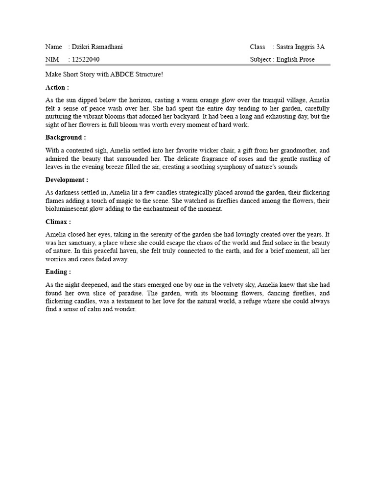 Short Story With ABDCE Structure PDF