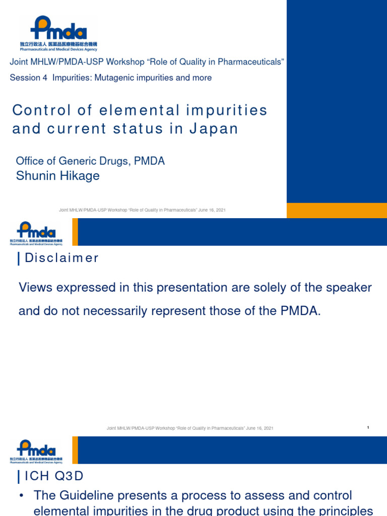 Control of Elemental Impurities and Current Status in Japan: Shunin ...