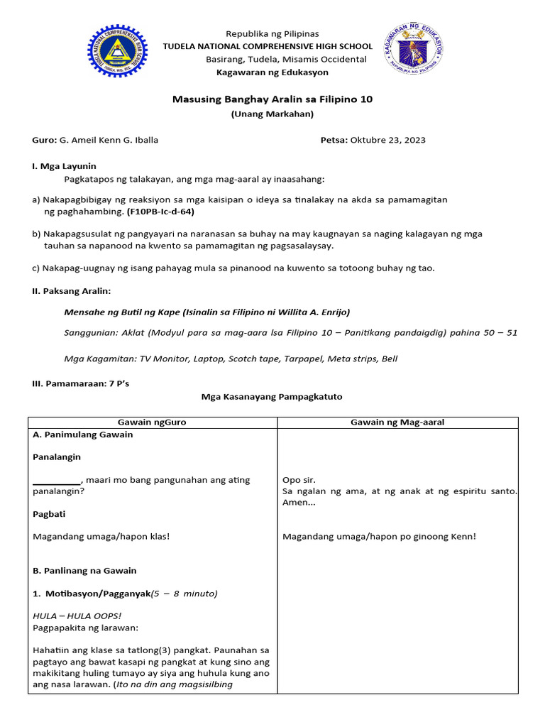 LP Mensahe NG Butil NG Kape | PDF