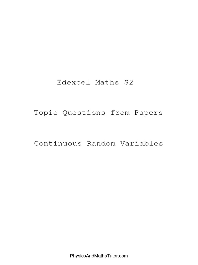 Ch.3 Continuous Random Variables | PDF