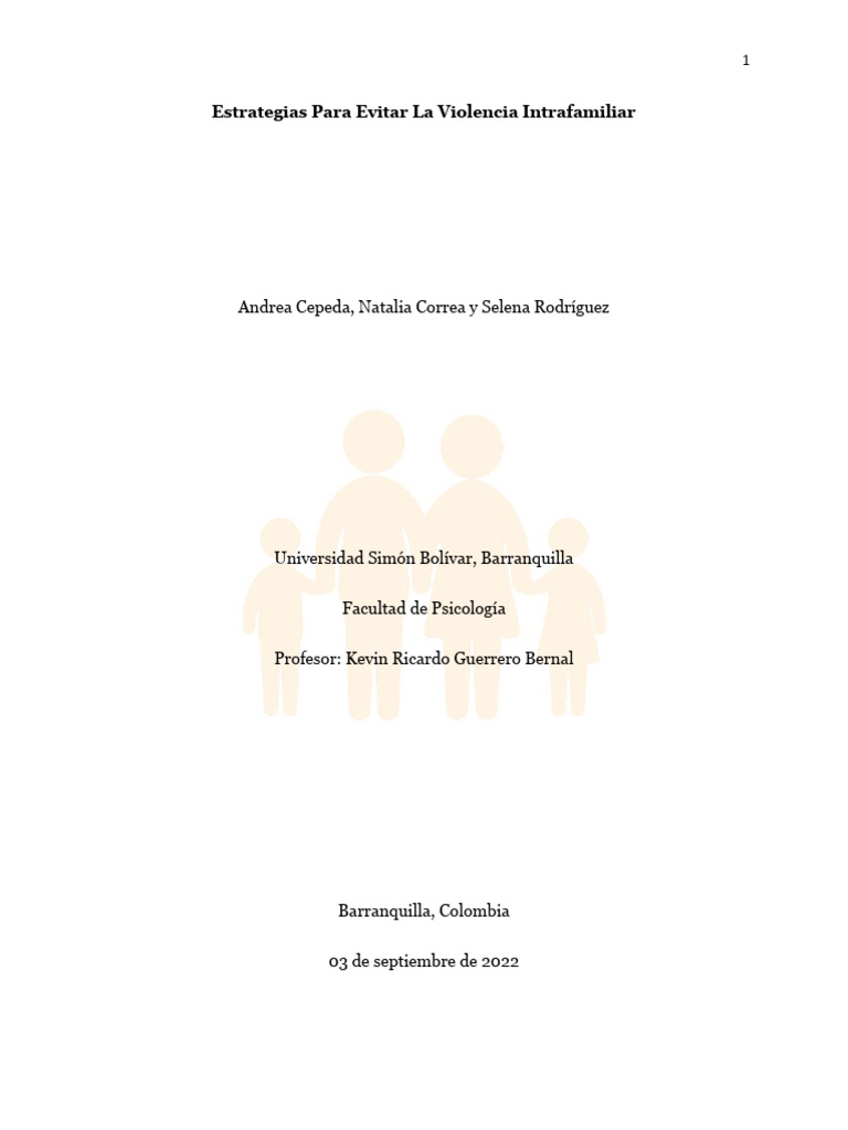 Estrategias para Evitar La Violencia Intrafamiliar | PDF | Violencia ...
