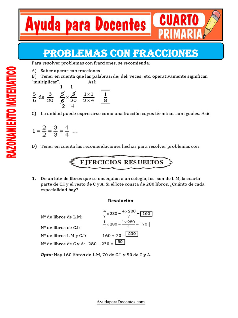 Problemas de fracciones para 4º grado | PDF | Industria de alimentos