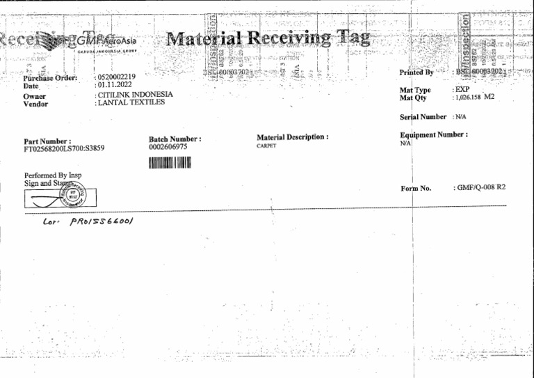 Equipment Number N/a! I 5 Printed by PDF