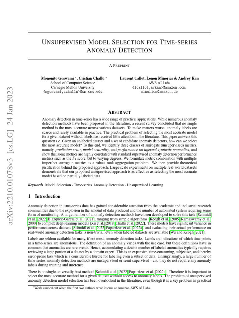 Unsupervised Time-Series Model Selection | PDF | Time Series | Mean ...