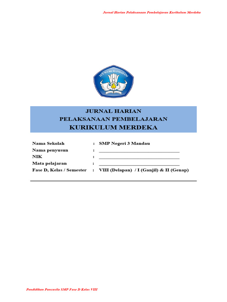 Jurnal Harian Pembelajaran Kurikulum Merdeka | PDF