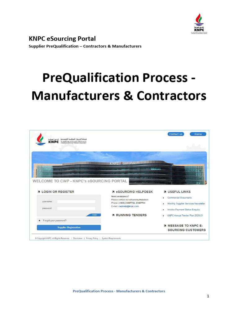 KNPC Supplier Prequalification Guide | PDF