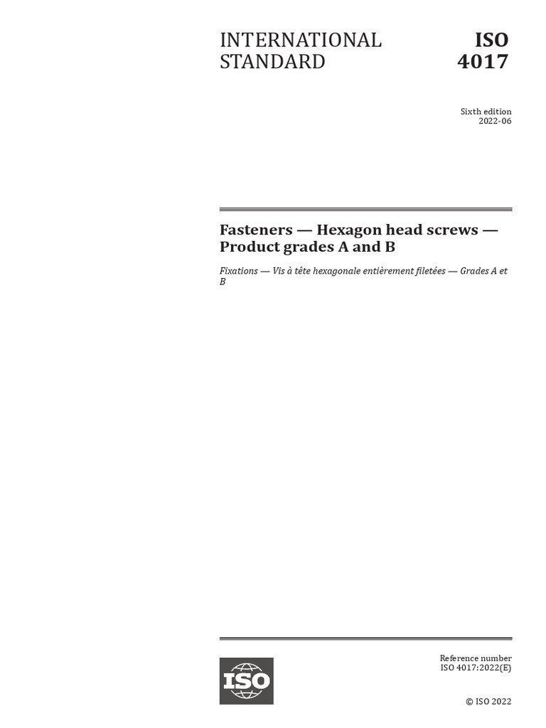 Iso 4017 2022 | PDF | Screw | Building Materials
