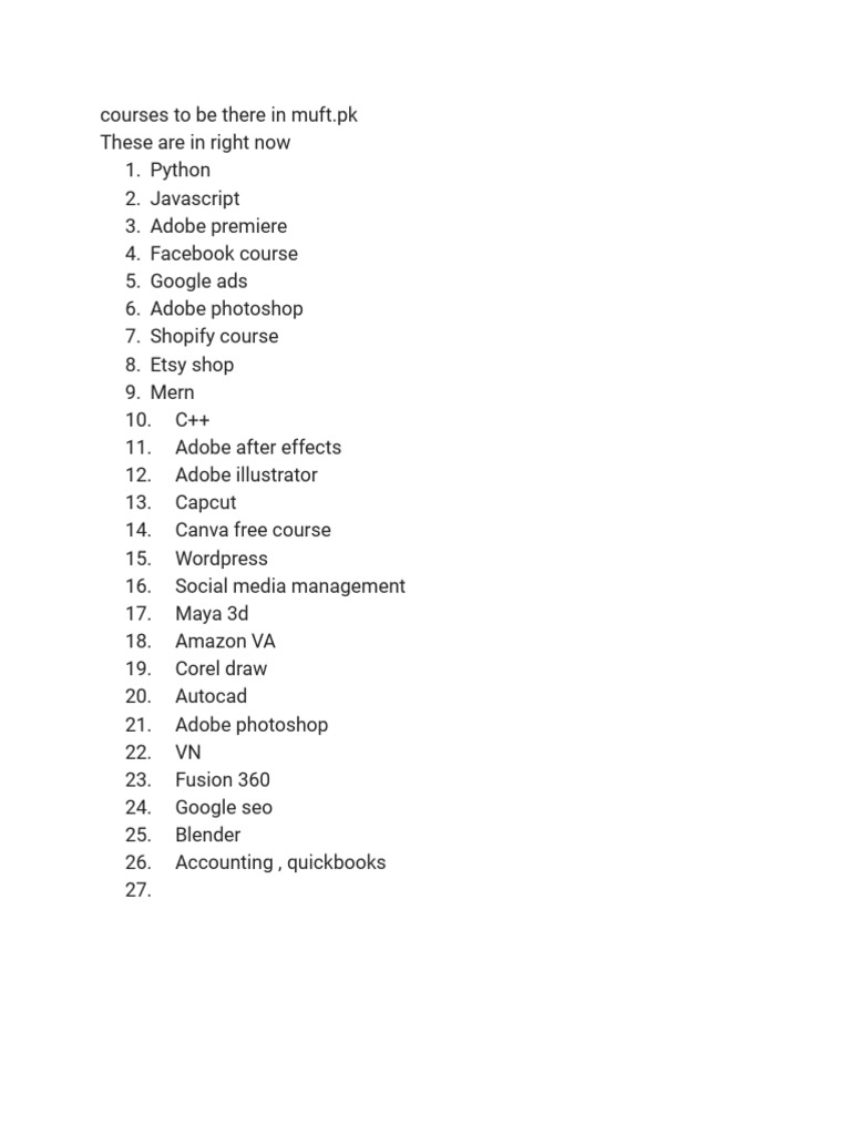Needed Courses | PDF | Computers