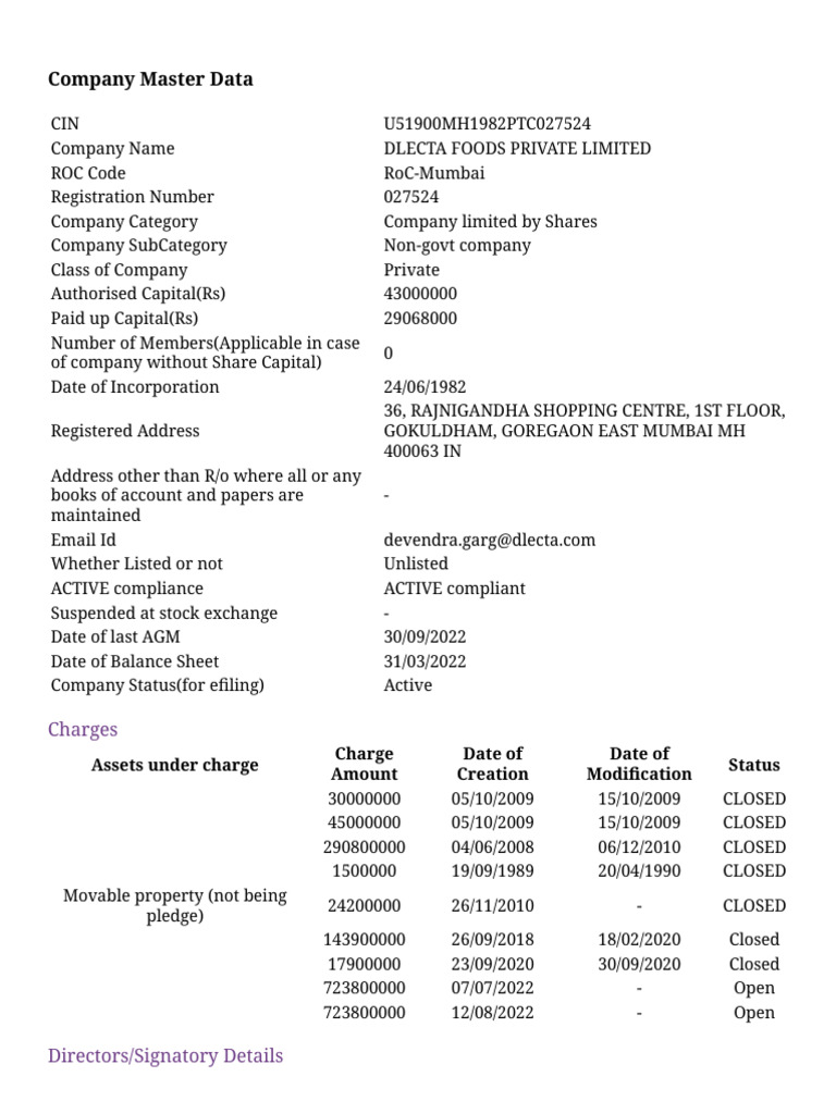 Ministry of corporate affairs mca services pdf