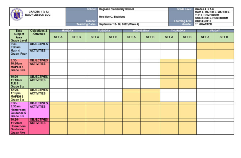 Differentiated Instruction Log Blank Template PDF
