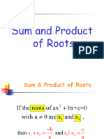 More Lesson About Sum and Products of Roots