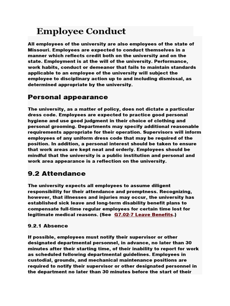 Employee Conduct PDF