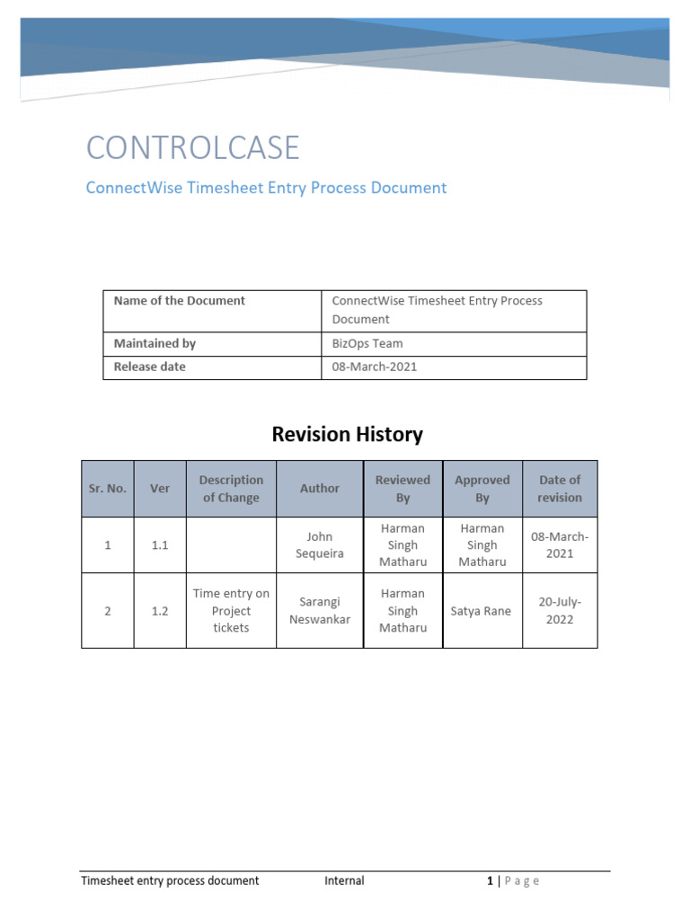 ConnectWise - Time Entry and Timesheet - v1-2 | PDF