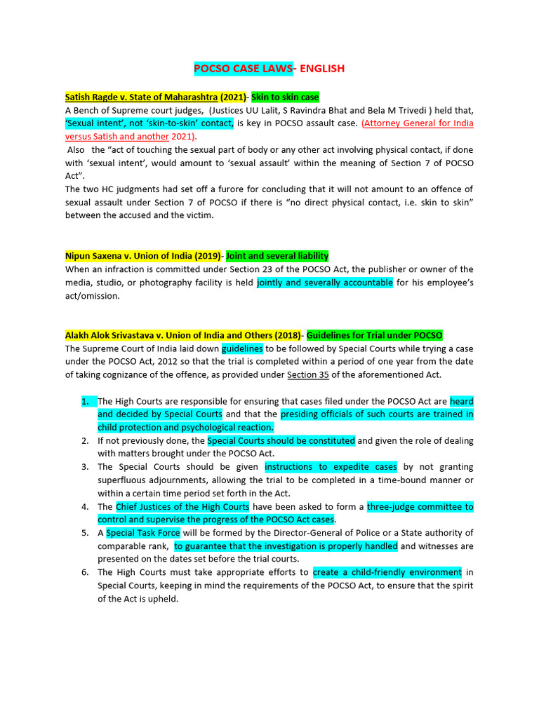 Pocso Case Laws | PDF