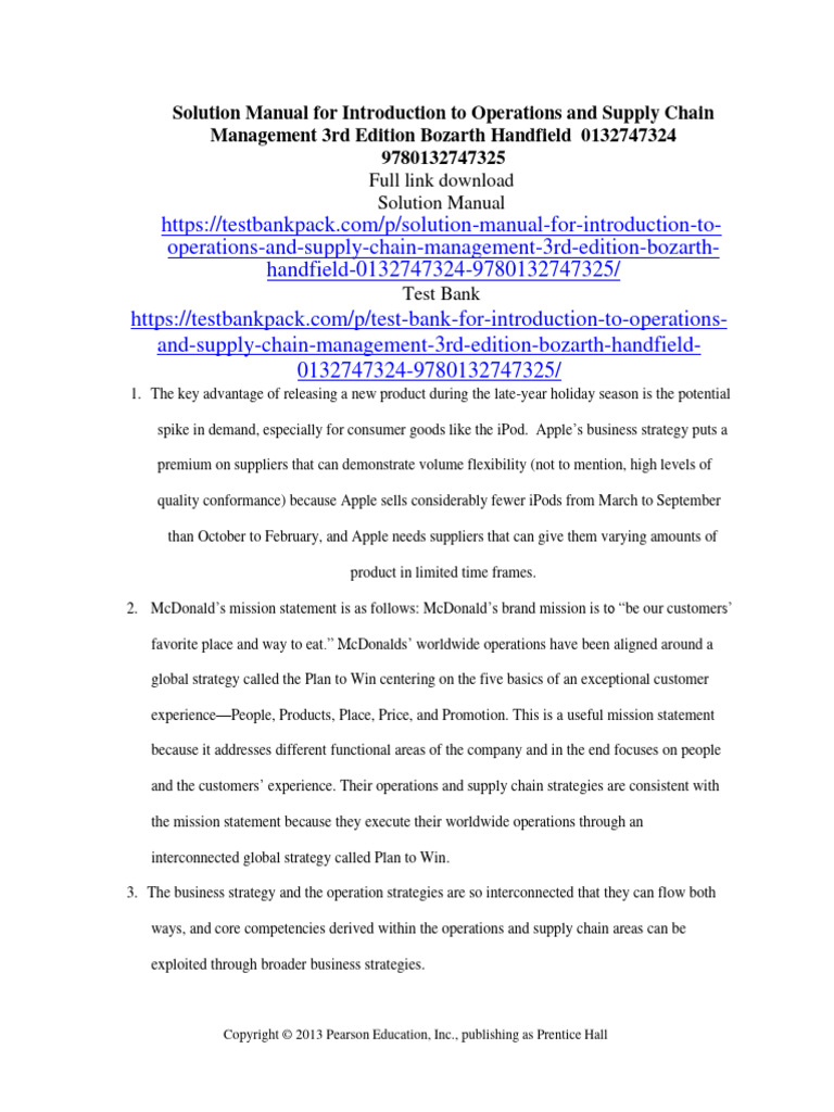 Solution Manual Introduction To Operations and Supply Chain Management ...