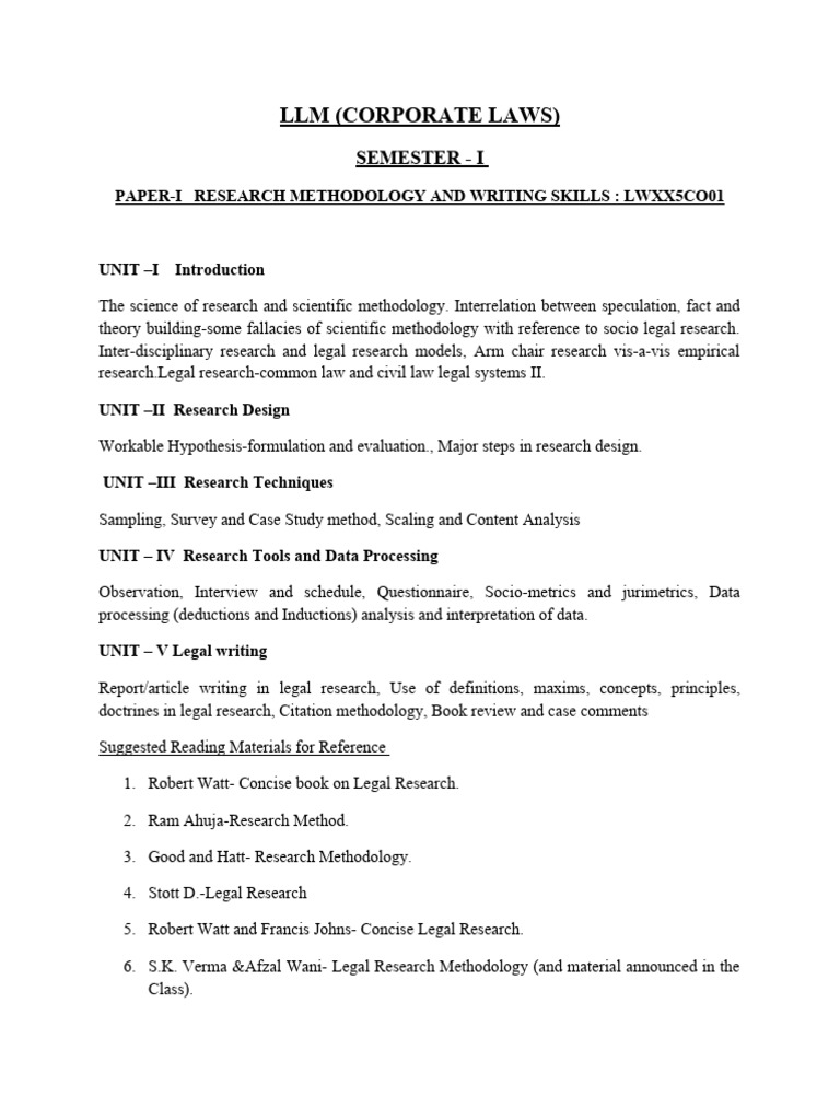 LLM Corporate Law Syllabus Overview | PDF