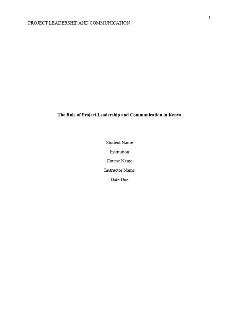 The Role of Project Leadership and Communication in Kenya | PDF