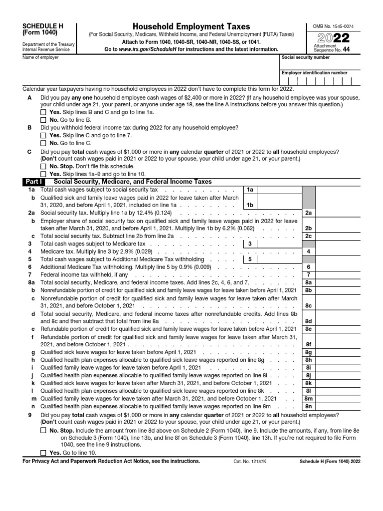 Schedule H Sample