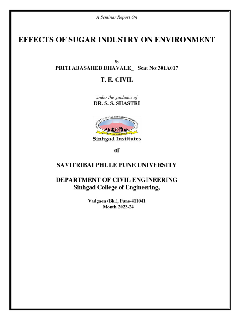 Effects of Sugar Industry On Environment | PDF