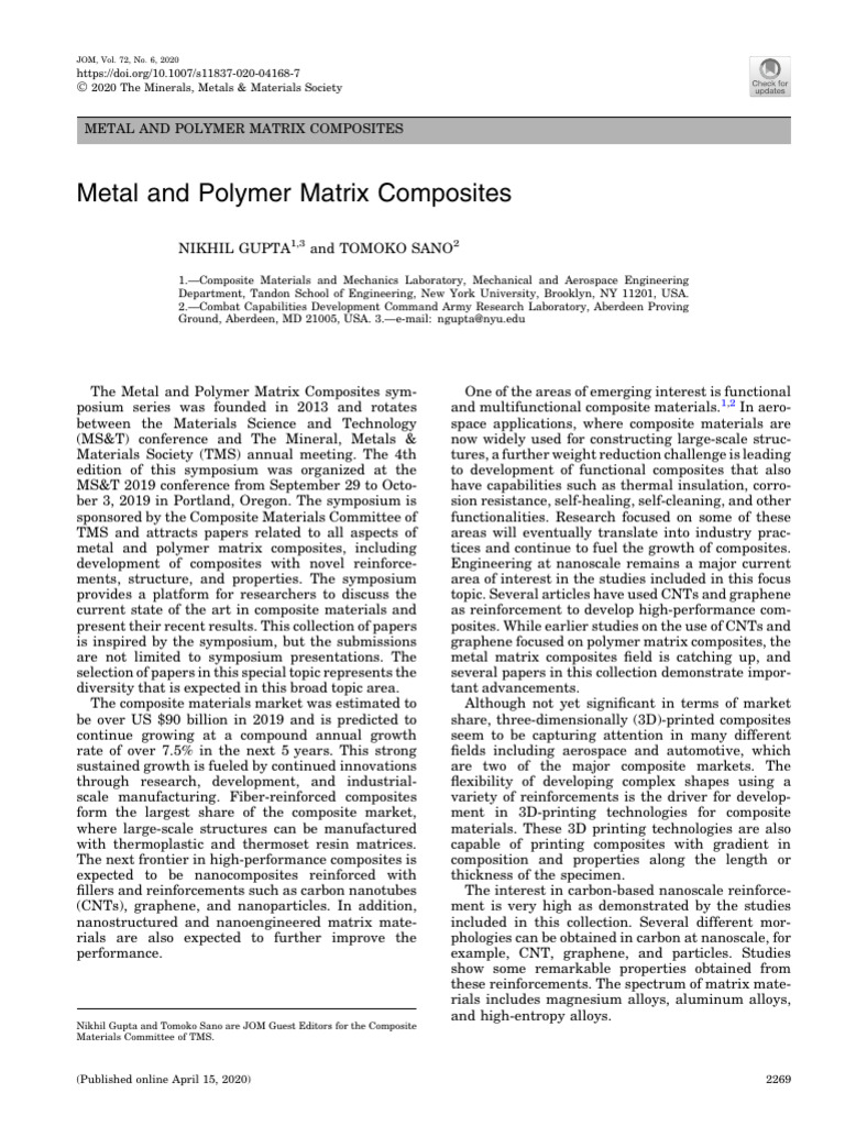 Metal and Polymer Matrix Composites PDF