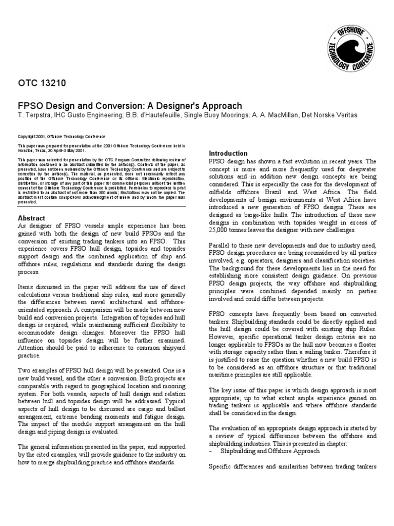 134 Fpso Design and Conversion A Designers Approach | PDF | Oil Tanker ...