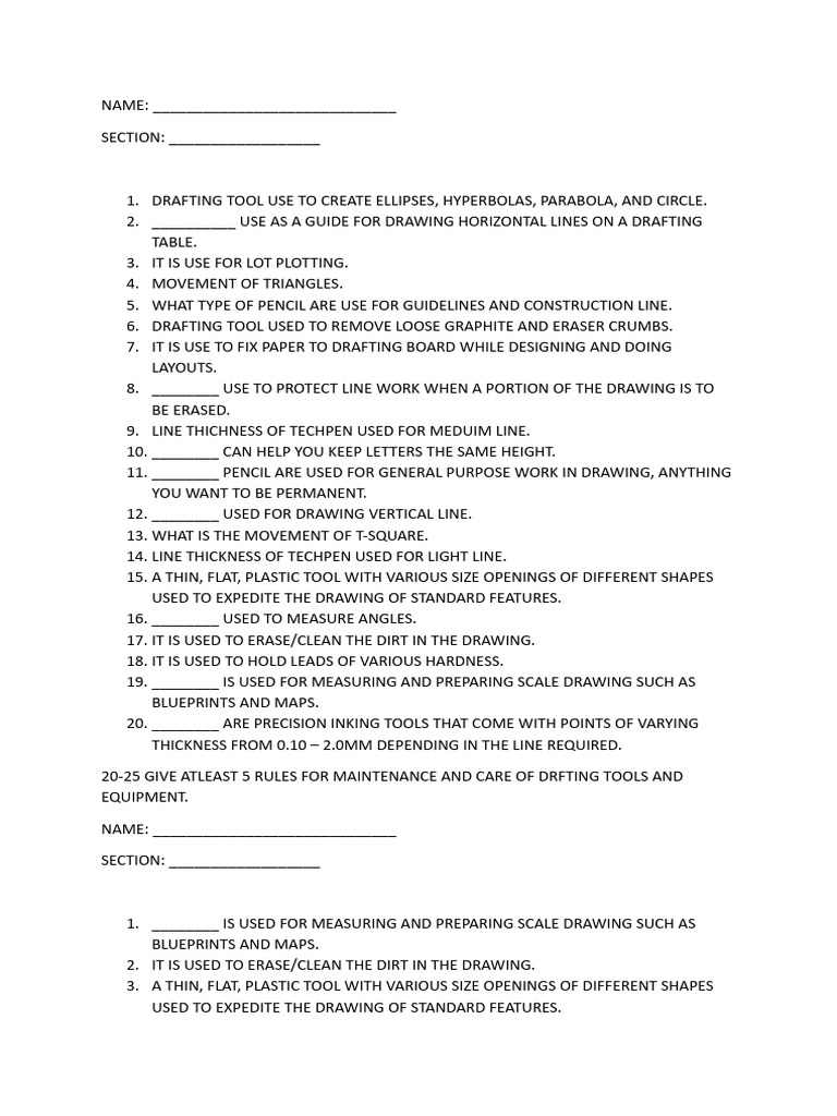 Quiz Tools and Equipment PDF