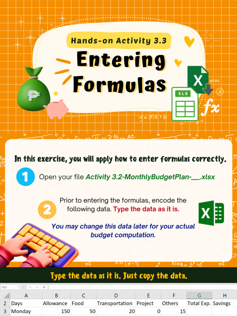 Hands on+Activity+3.3+Entering+Formulas | PDF