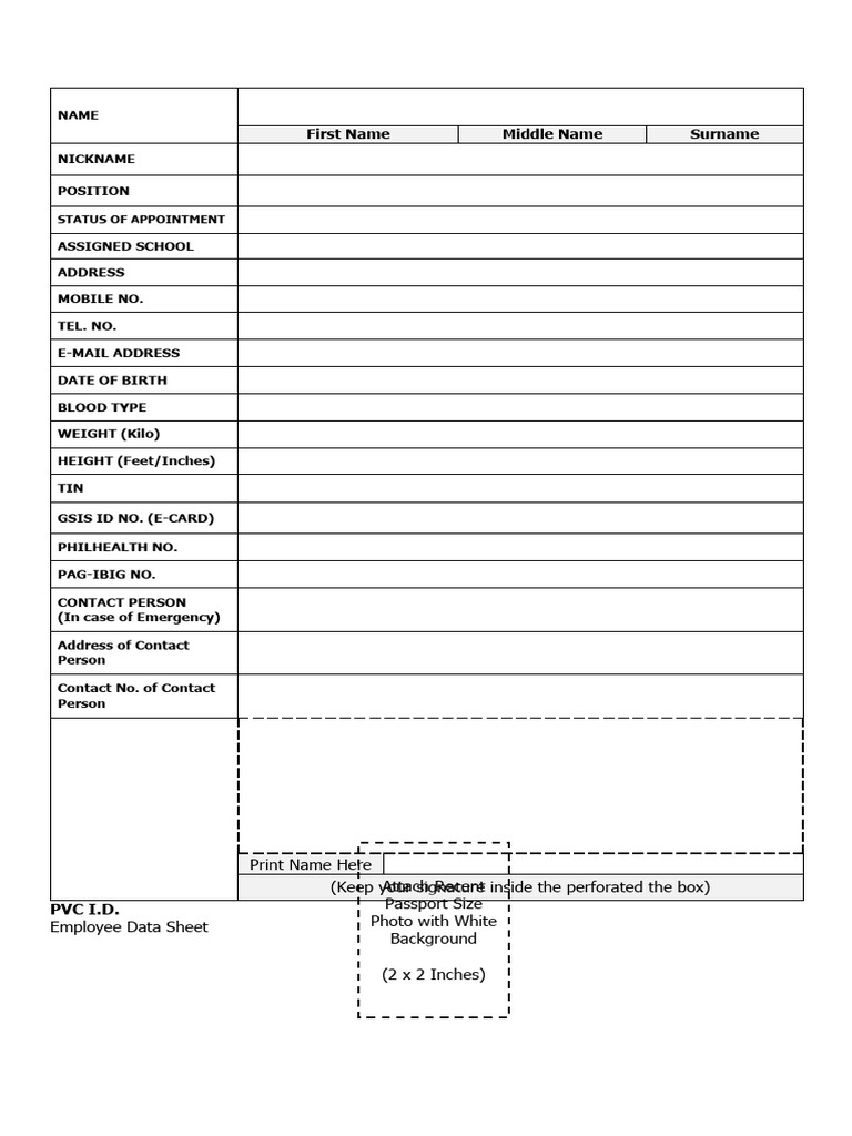 ID Data Form For LSB | PDF
