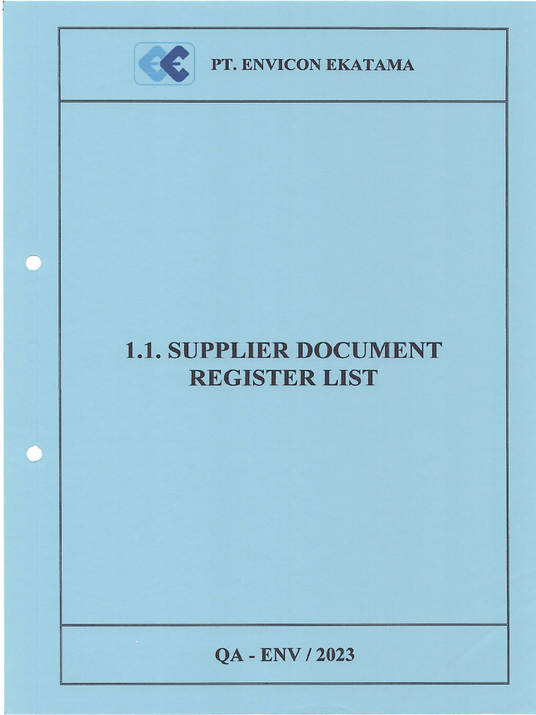 1.1. Supplier Document Register List PDF