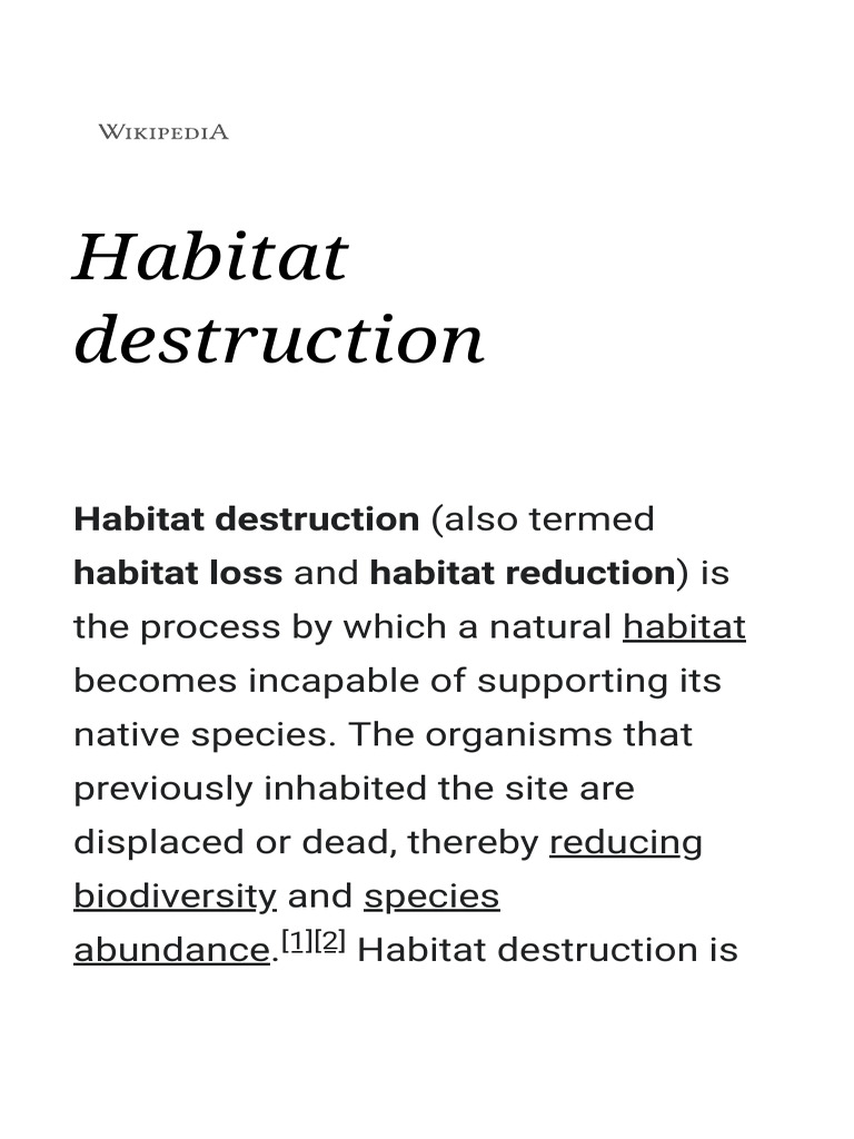 Habitat Destruction Wikipedia PDF