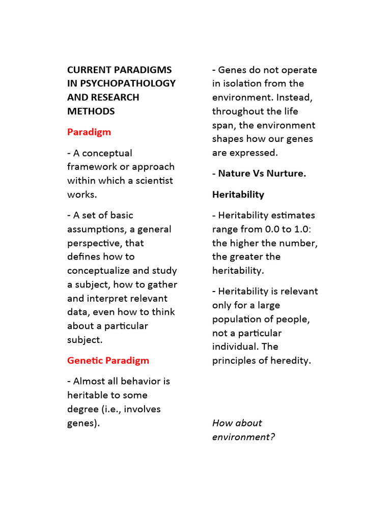 Current Paradigms in Psychopathology and Research Methods | PDF ...