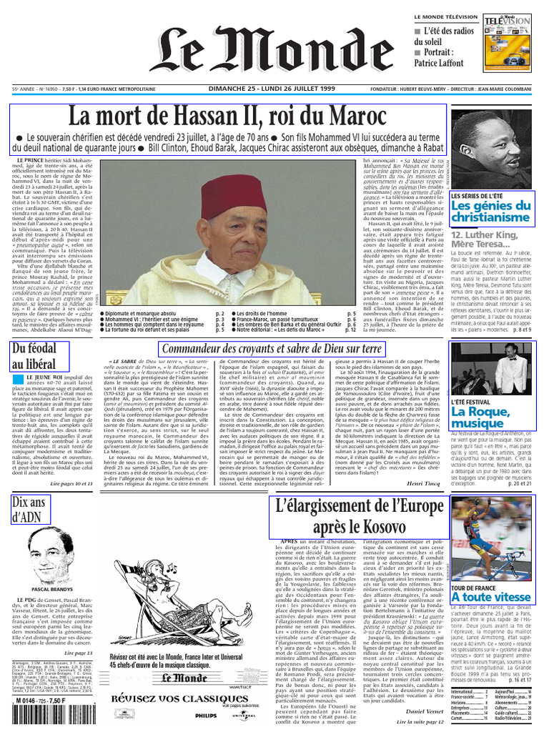 La Mort de Hassan II Le Monde