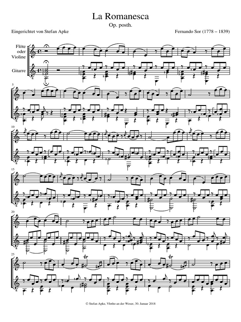 Fernando Sor - La Romanesca | PDF