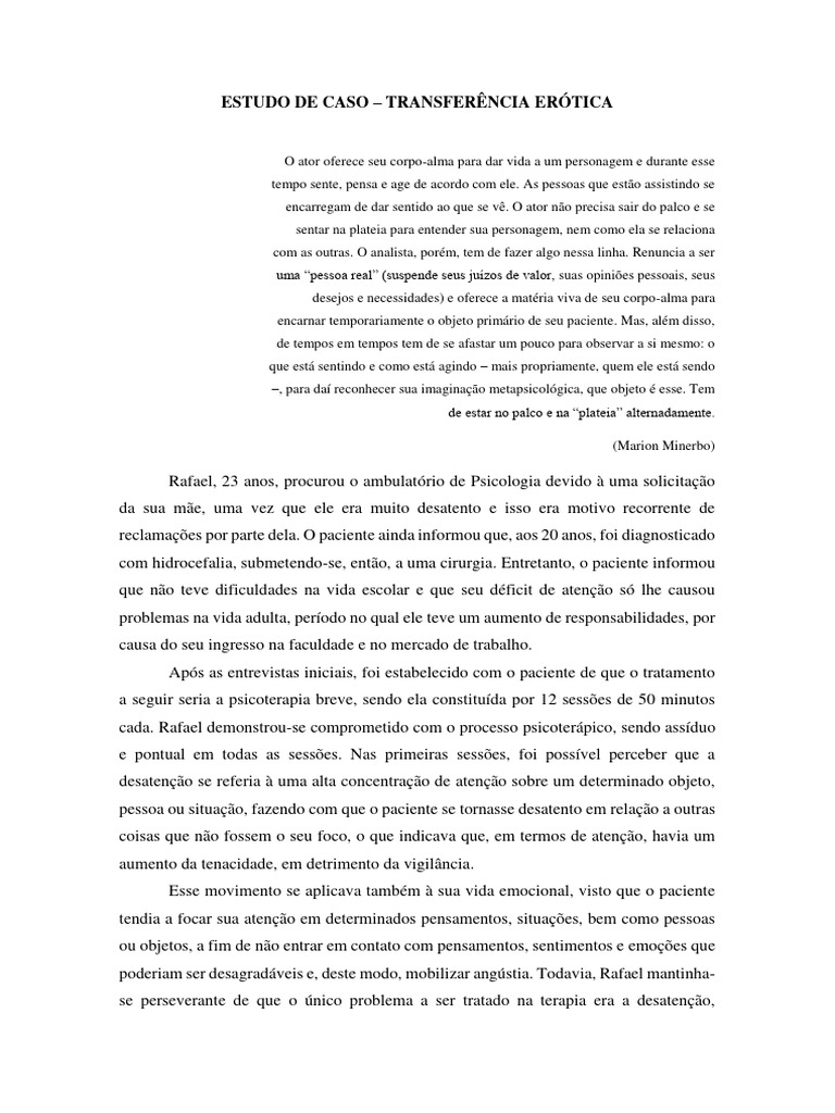 Unidade 2 Transferência e Contratransferência (Caso 2) PDF