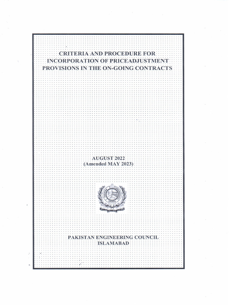 PEC Criteria & Proced Price Adjust in Ongoing Projects May 2023 | PDF