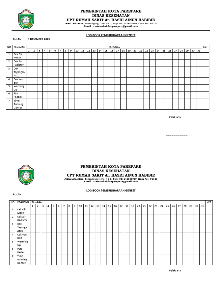 Log Book Genset PDF