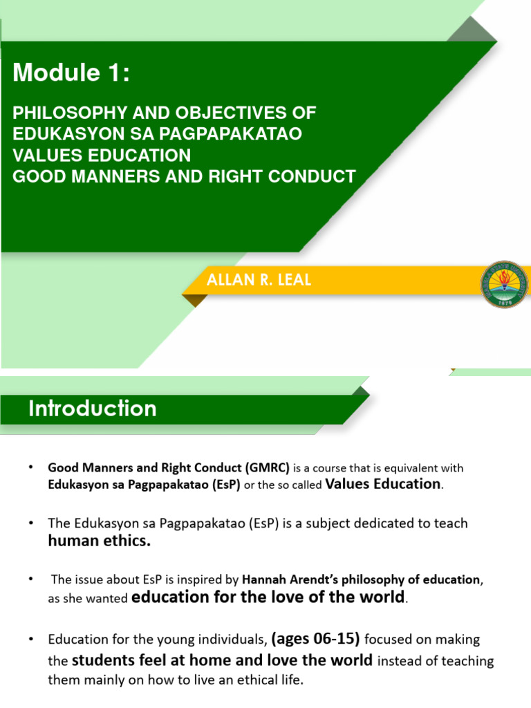 Philosophy and Objectives of ESP | PDF | Virtue | Psychological Concepts