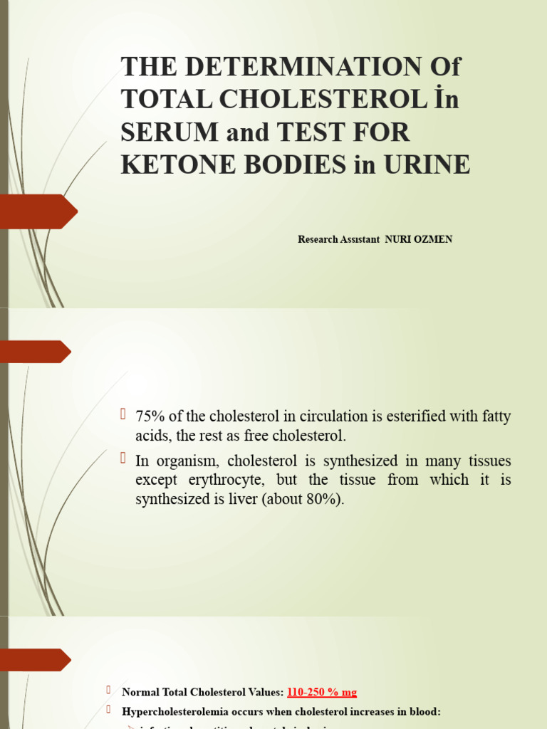 The Determination of Total Cholesterol in Serum PDF