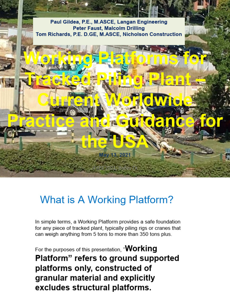 Ifcee 2021 working platforms for tracked piling plant current