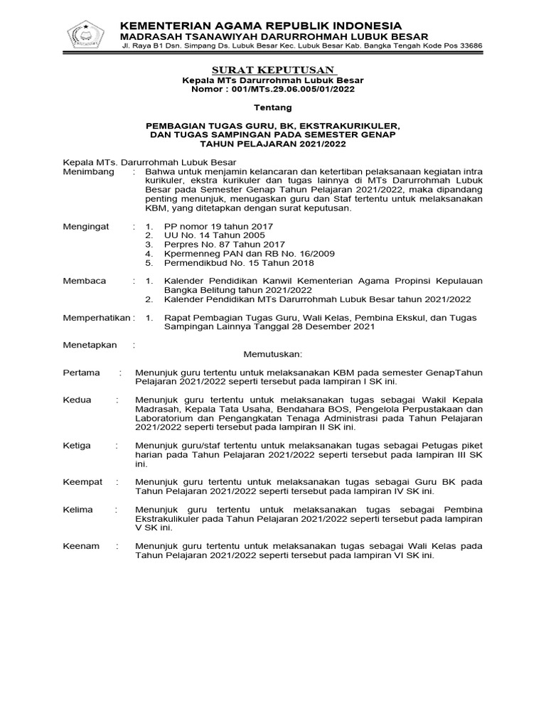 Sk pembagian tugas pdf