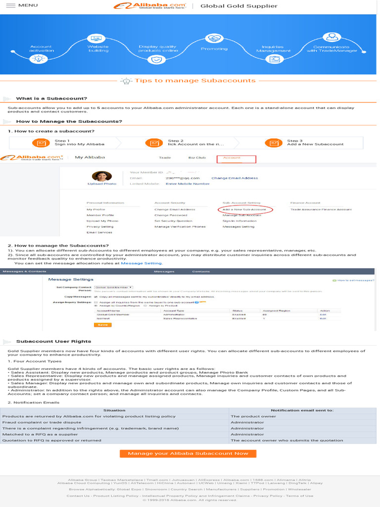 UserGuide ManageSubaccounts | PDF | Alibaba Group | Computing