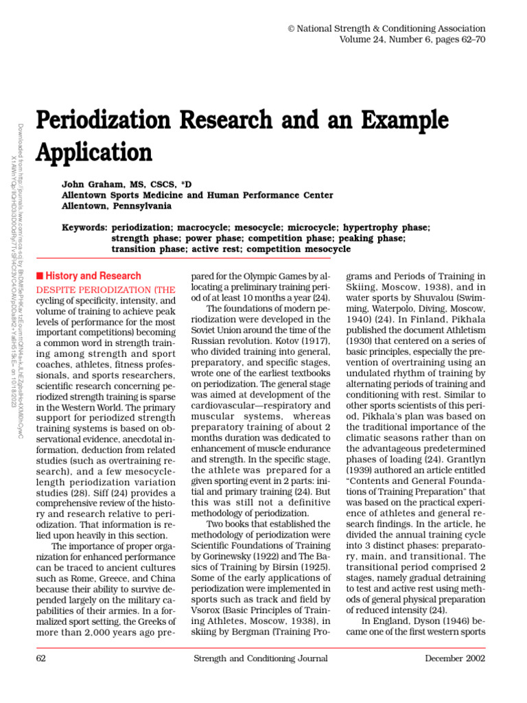 Periodization Research and An Example Application.15 | PDF