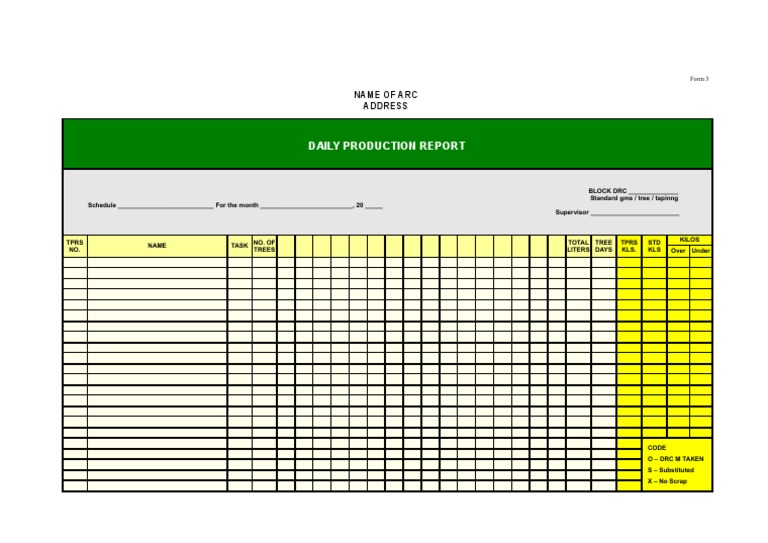 Daily Production Report Form 3 | PDF