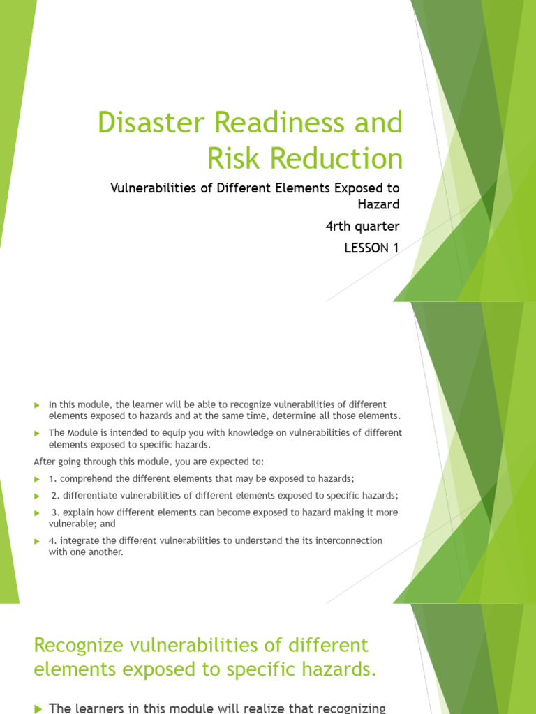 Lesson1 Vulnerabilities Of Different Elements Exposed To Hazard Pdf