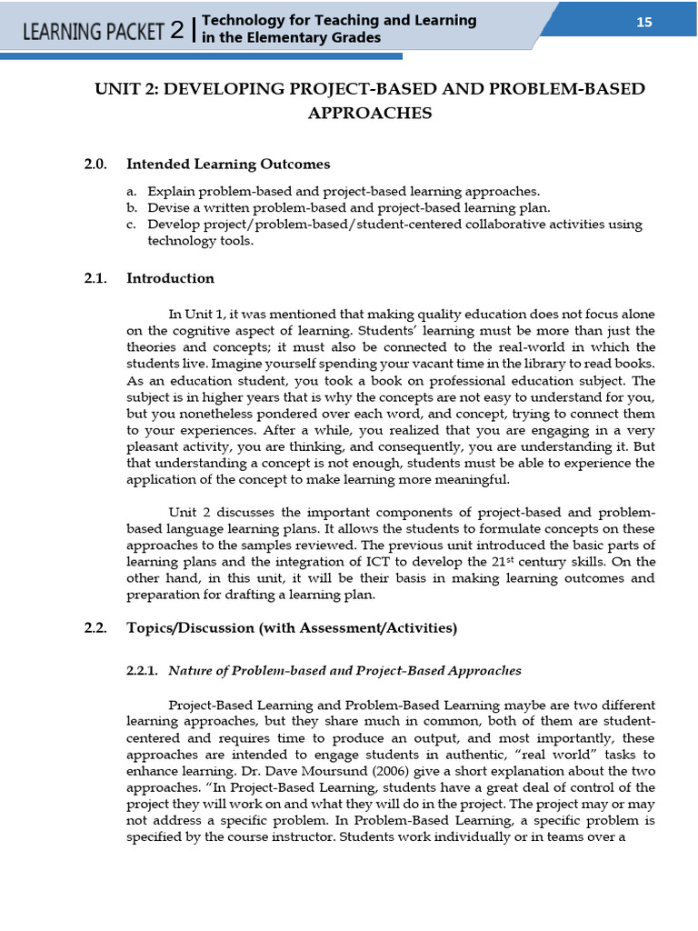 Elementary Project-Based Learning | PDF | Project Based Learning | Learning