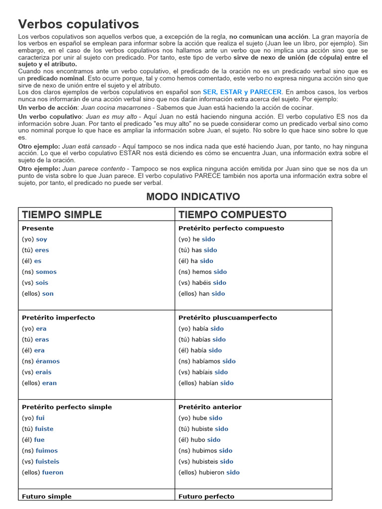 Verbos Copulativos | PDF